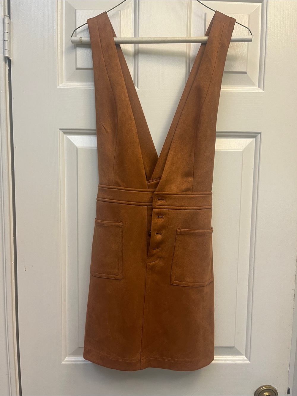 Forever 21 Rust Brown Faux Suede Pinafore Dress M NWOT